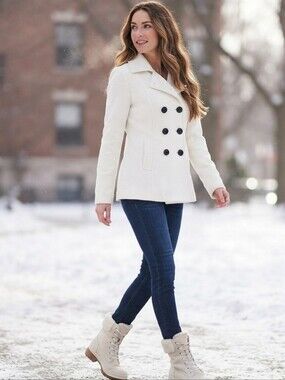 Classic Apt. 9 Double-Breasted Winter Coat - Elegant Off-White
